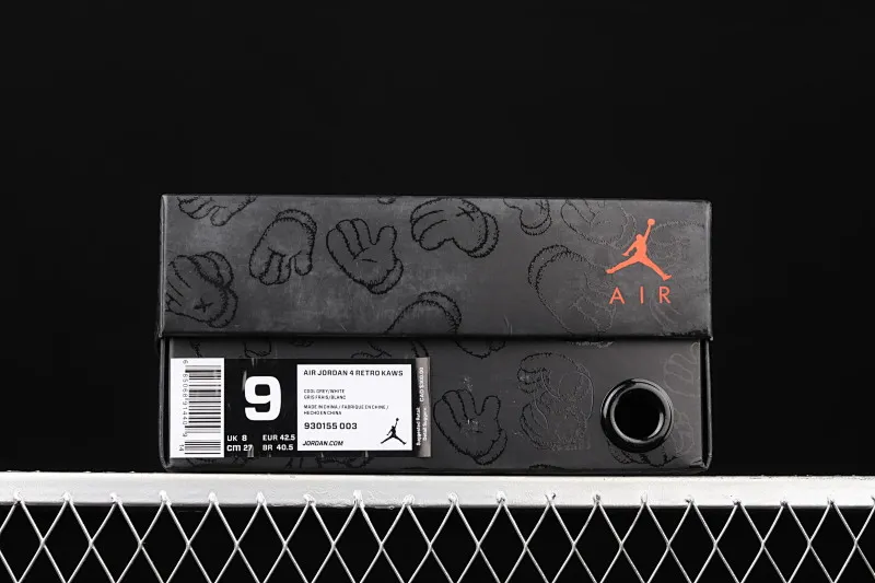 All categories Air Jordan Jordan series basketball shoes Air Jordan 4 G version Kaws x Air Jordan 4 Black AJ4 Luminous suede gray limited edition 930155-003